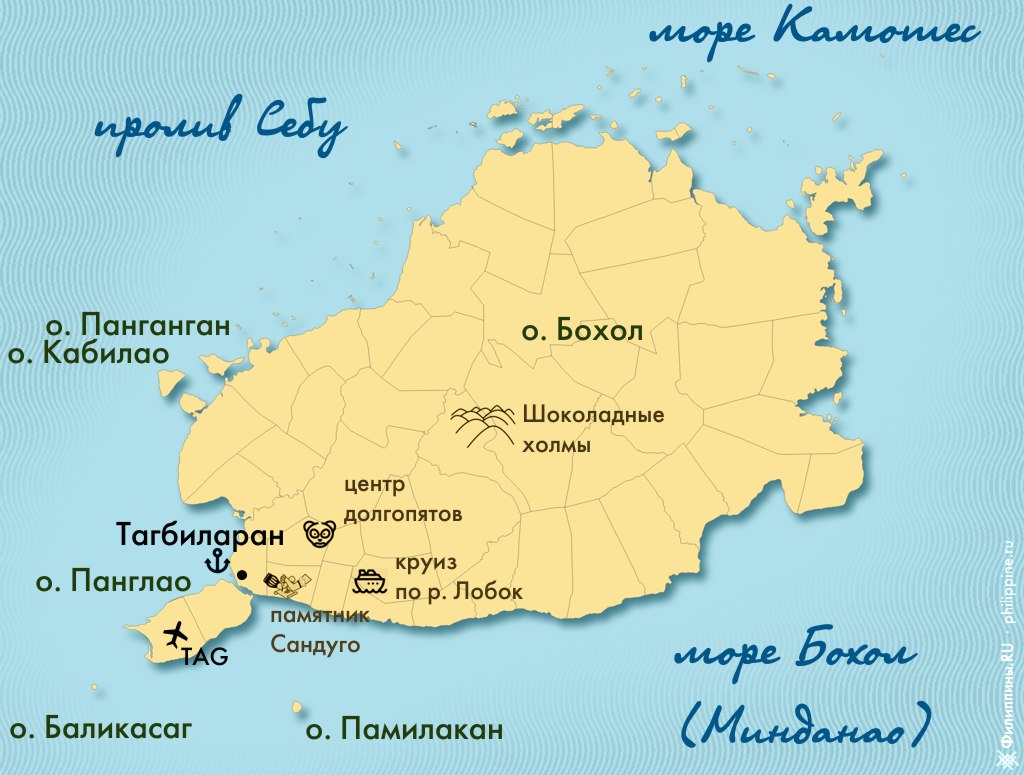 Карта острова Бохол