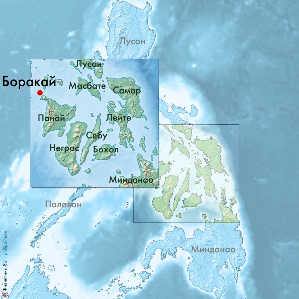 Расположение острова Боракай на карте Филиппин