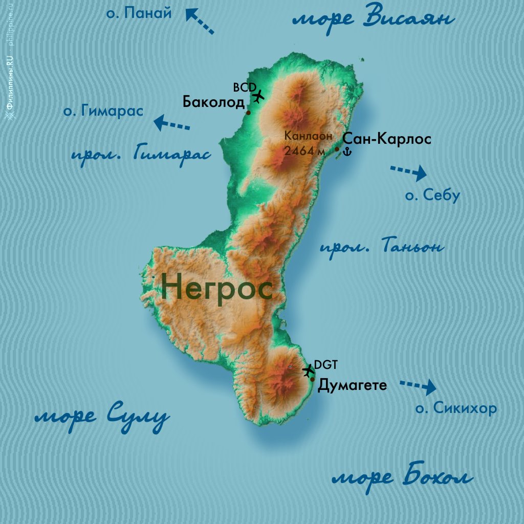 Расположение острова Негрос на карте