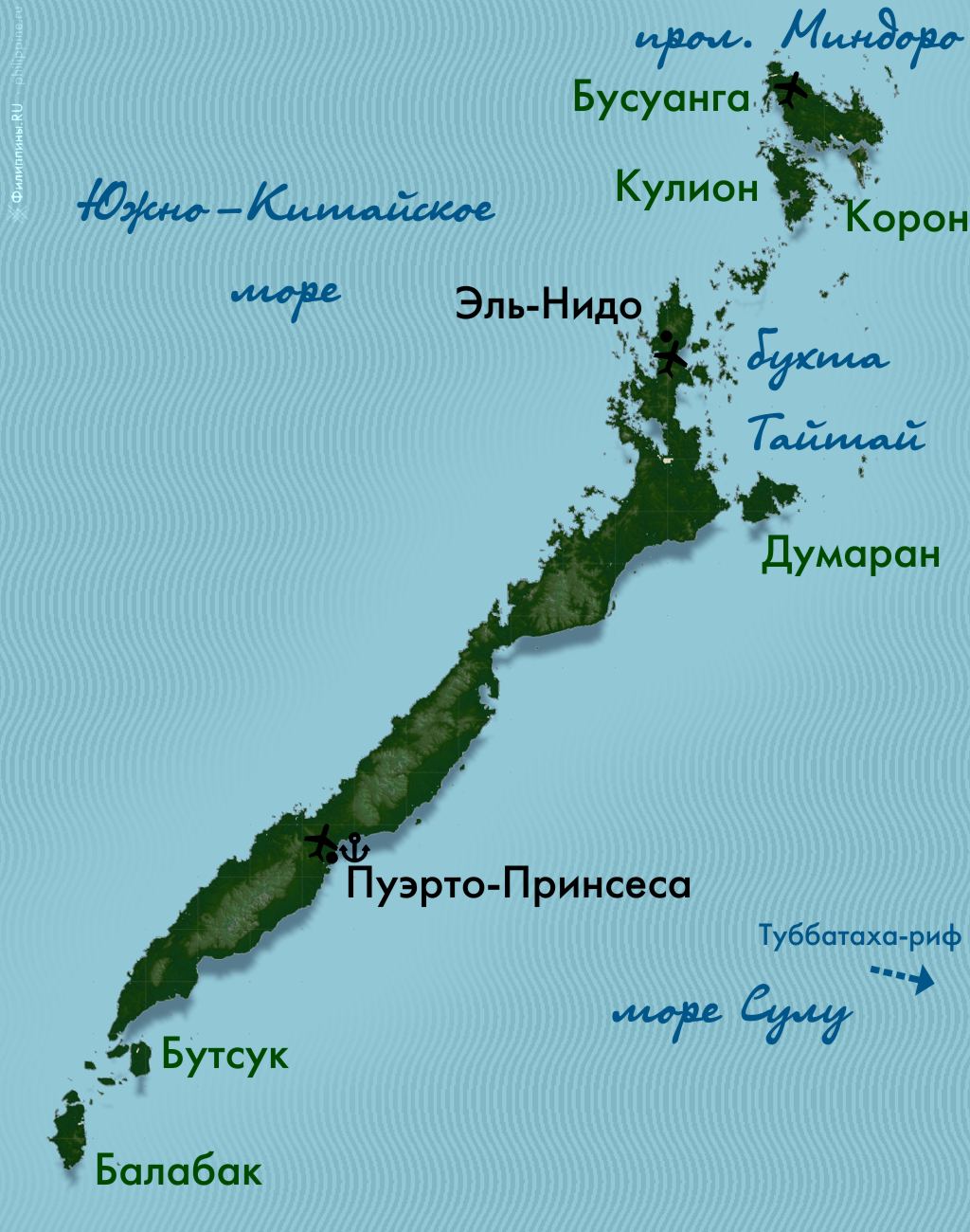 Карта острова Палаван