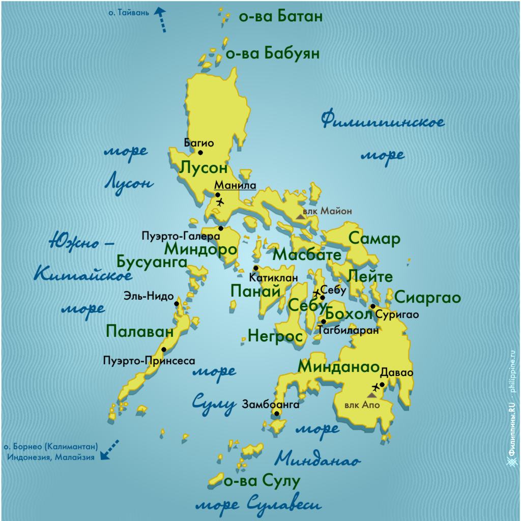 Карта основных островов Филиппин